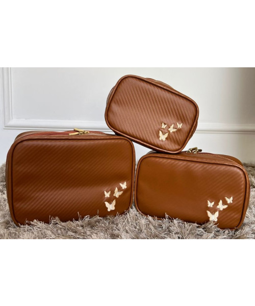 KIT NECESSAIRE CLASSICA P-M-G - CARAMELO