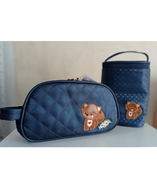 KIT NECESSAIRE E PORTA MAMADEIRA - AZUL RAPOSINHA - PRONTA ENTREGA