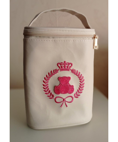 PORTA MAMADEIRA - OFF e bordado PINK- PRONTA ENTREGA