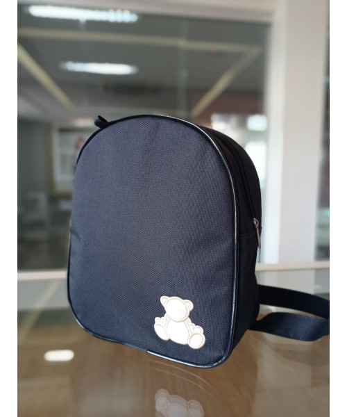 Mochila kids passeio PRETA Ursinho bege 