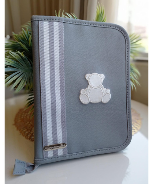 PORTA DOCUMENTOS E VACINA LUXO (2 em 1)-  Cinza 