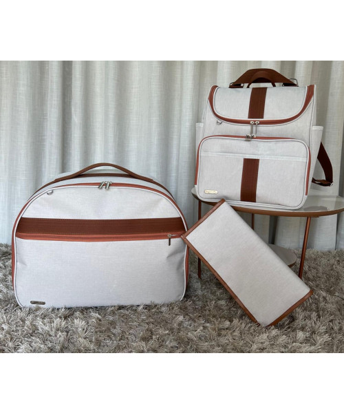 KIT POP 3 PEÇAS - LINHO SINTÉTICO CRU E CARAMELO