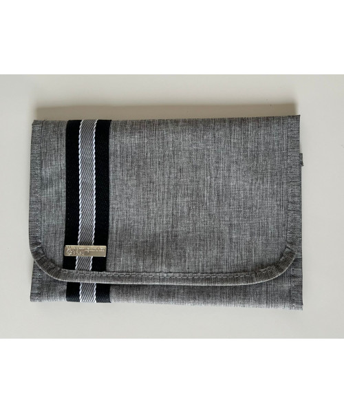 PORTA DOCUMENTO E VACINA POP - LINHO CINZA COM FITA TRICOLOR