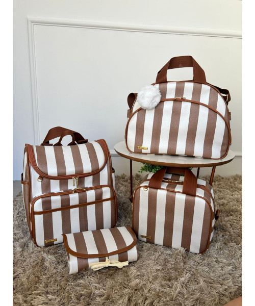 KIT 4 peças- LISTRADO MARROM