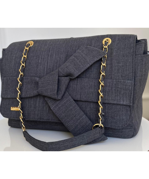 BOLSA LUMA LINHO PRETO - detalhe em nó